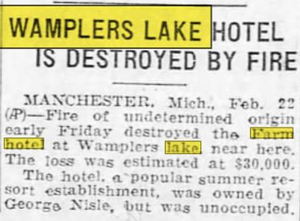Farm Hotel - Feb 1929 Article On Fire
